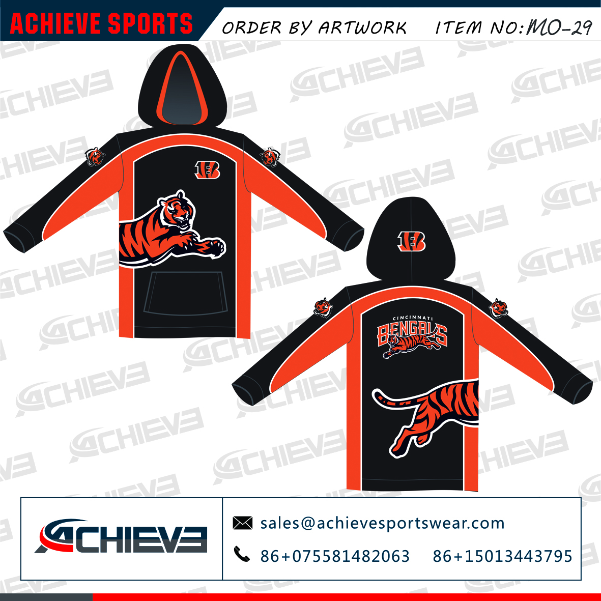 OEM service custom embroidered pullover hoodies