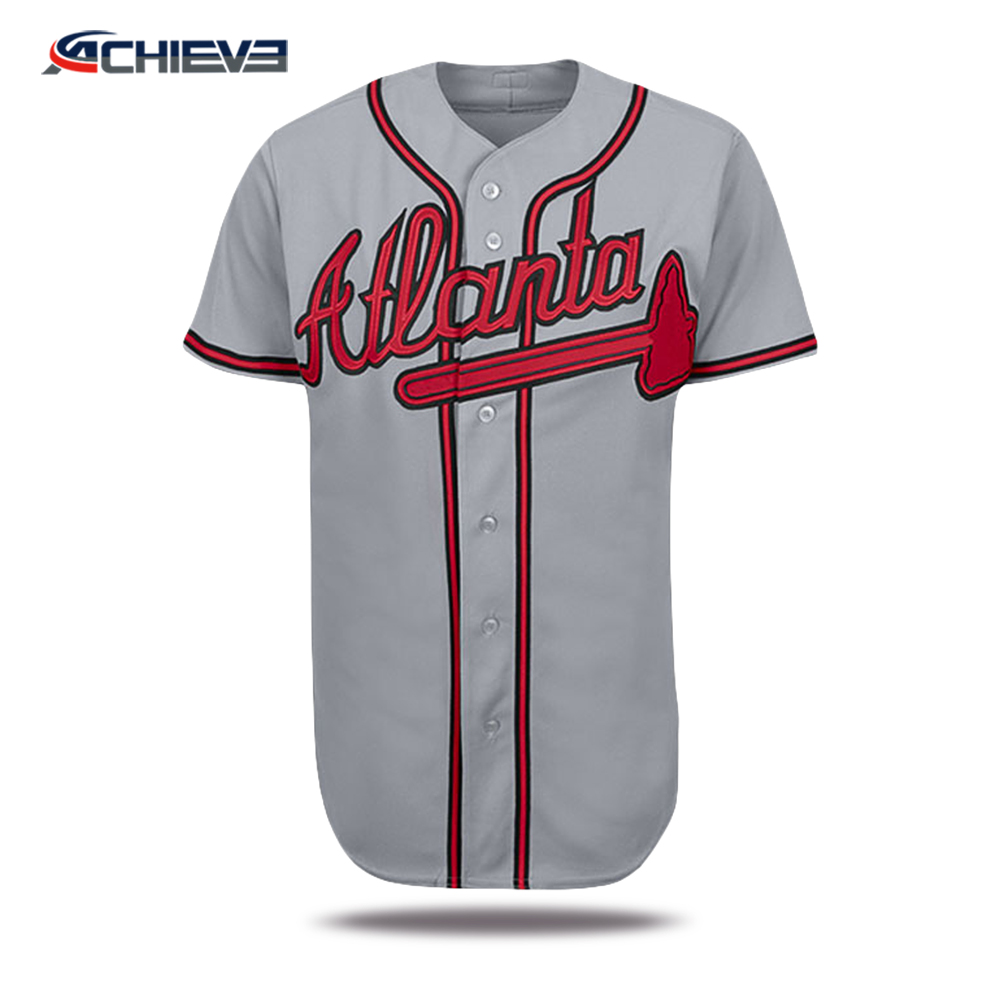 Grey v neck baseball jersey for men