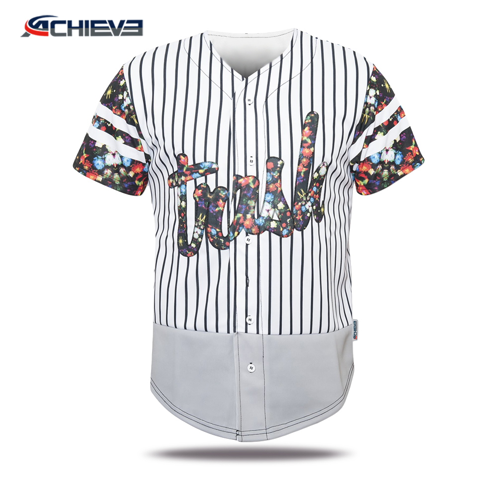 Custom designed stripes baseball jerseys