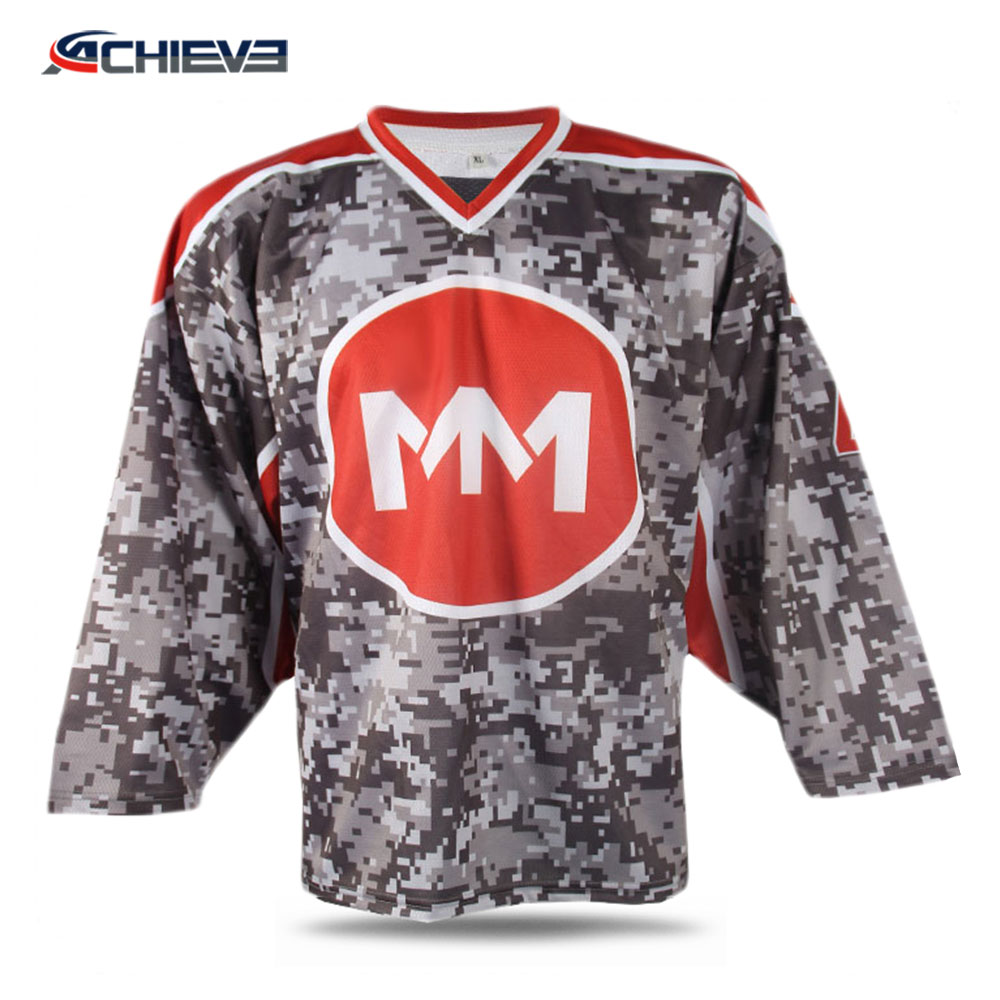 Custom v-neck printed hockey jerseys wholesale