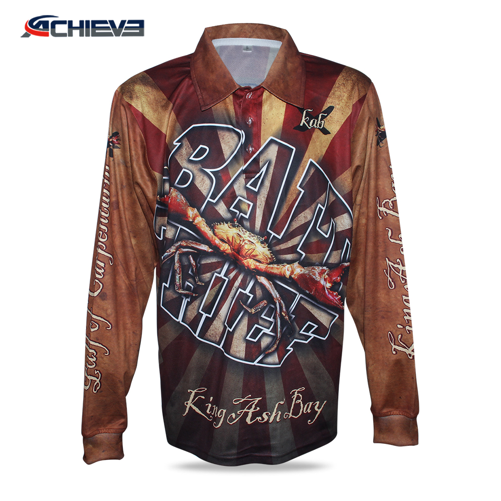 Sublimation customized long sleeve fishing polo shirt