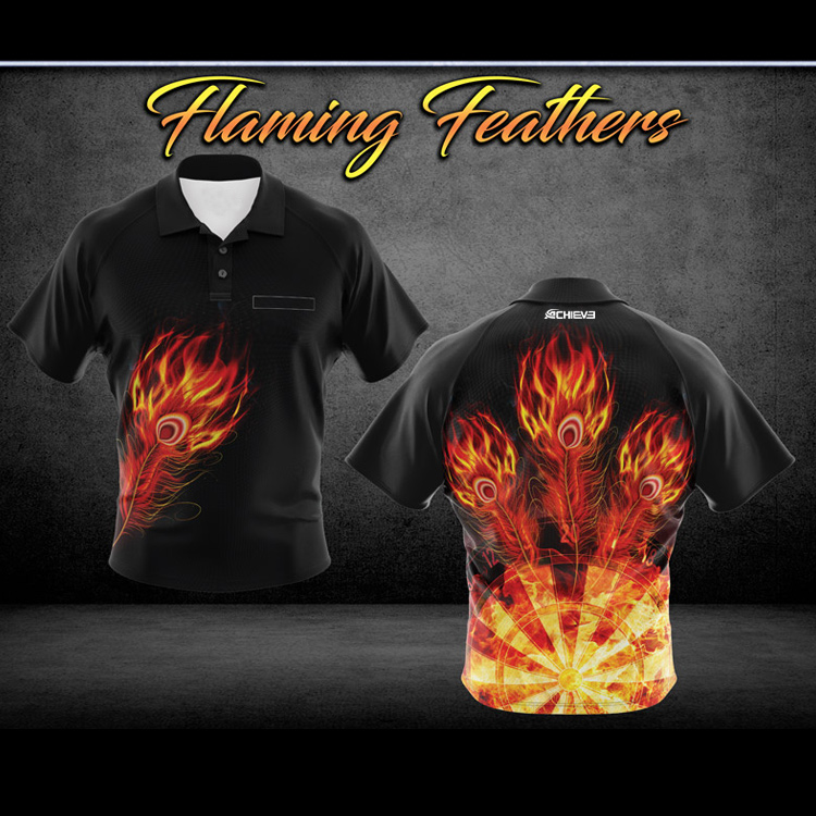 2019 new style custom OEM dart jersey Flaming-Feathers-Custom-Darts-Shirts