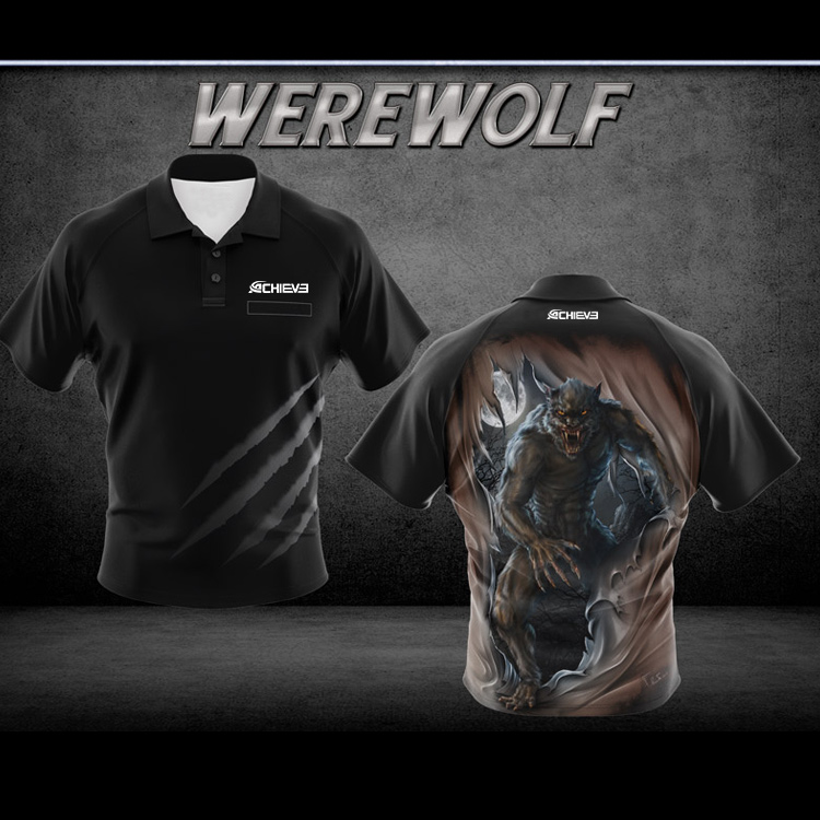 Top Quality sublimation darts shirts/polyester darts jersey Werewolf-Custom-Darts-Shirts