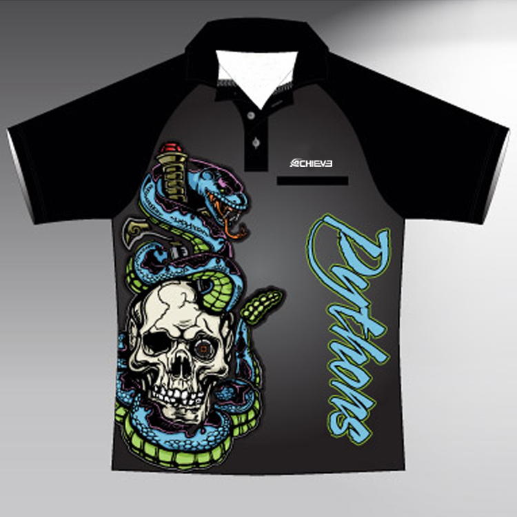 Custom sublimation printing  dart polo shirts jersey with Pythons Custom Dart Shirts