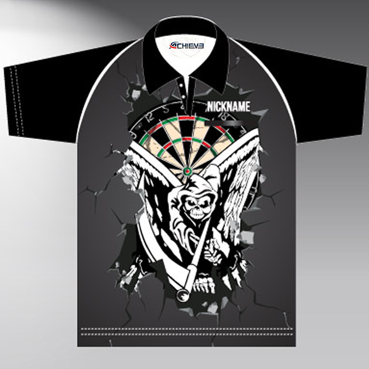 Top Quality sublimation darts shirts/polyester darts jersey By Grim Reapers Custom Dart Shirts