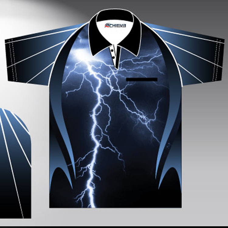 high quality short sleeve custom design logo polo darts shirt Lightning Custom Dart Shirts