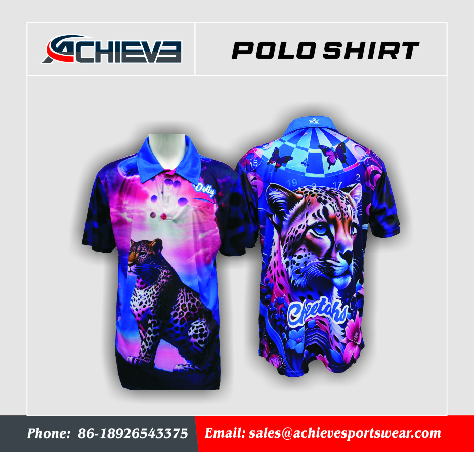 Sublimation Printing Glittering Leopard Custom Polo Shirt