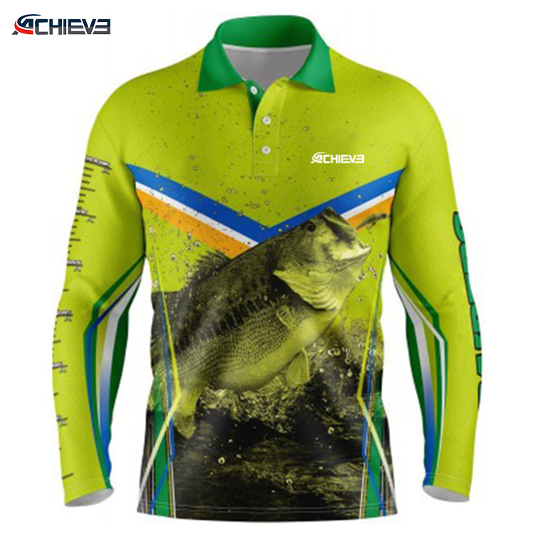 Sublimated Fishing Polo Shirt Wholesale Price Vibrant Fish Print
