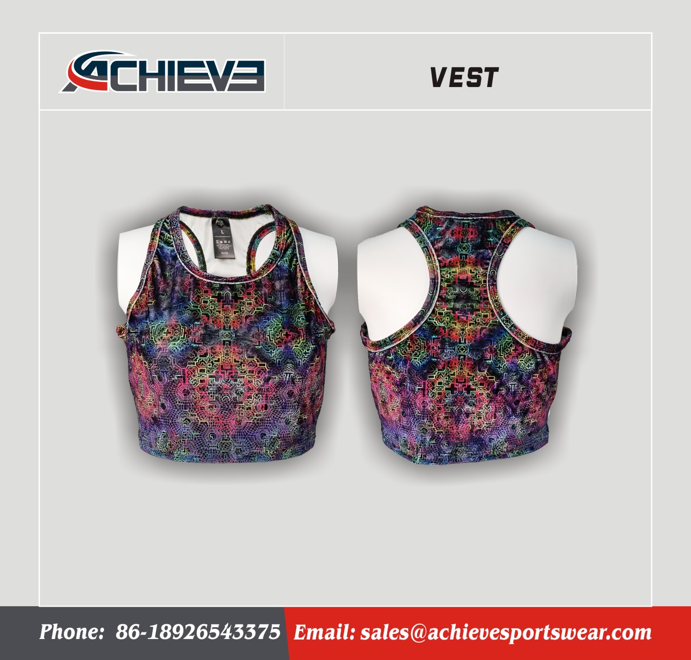 Achieve Vest All-Over Print Custom Sleeveless Crop Top