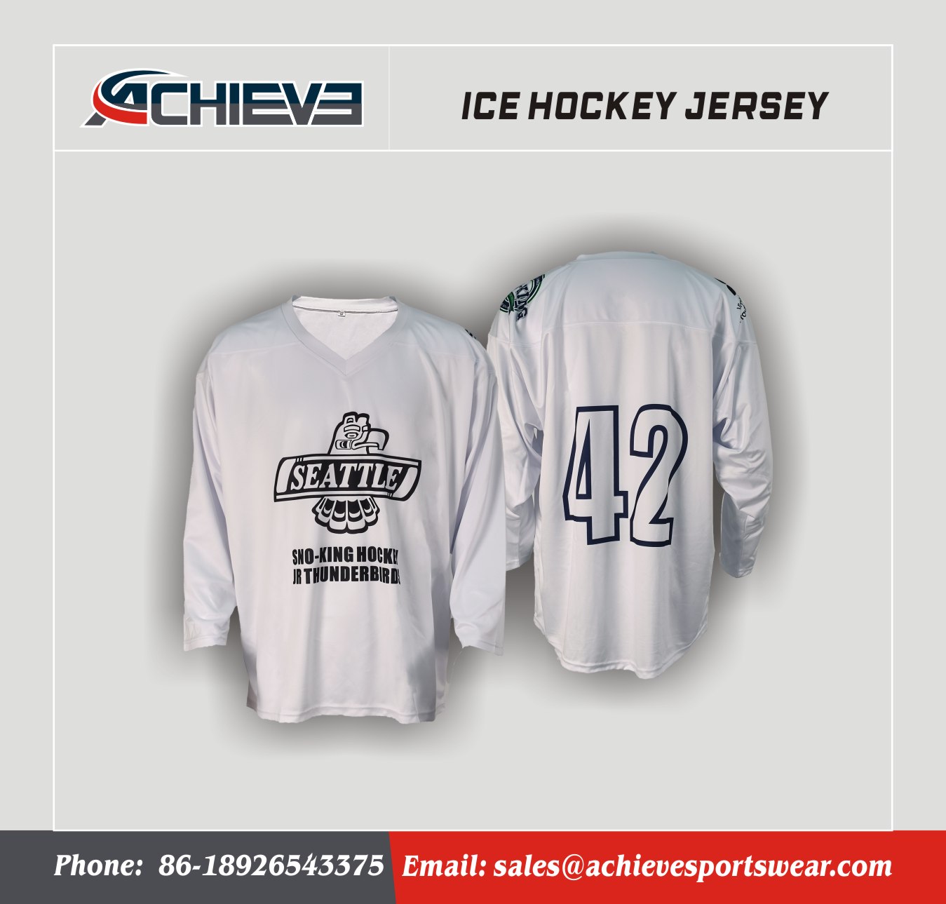 white Ice Hockey Jersey team uniform hockey Sportswear | Achieve