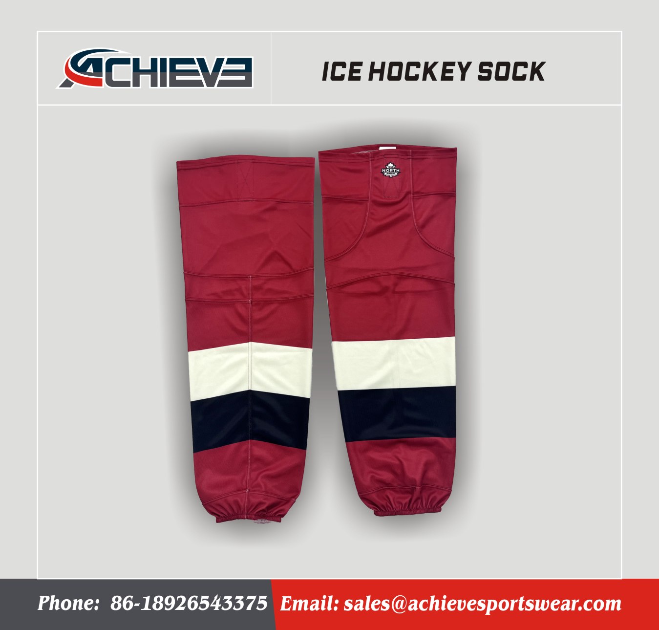 Achieve Sublimation Ice Hockey Socks Red Practice Custom Socks