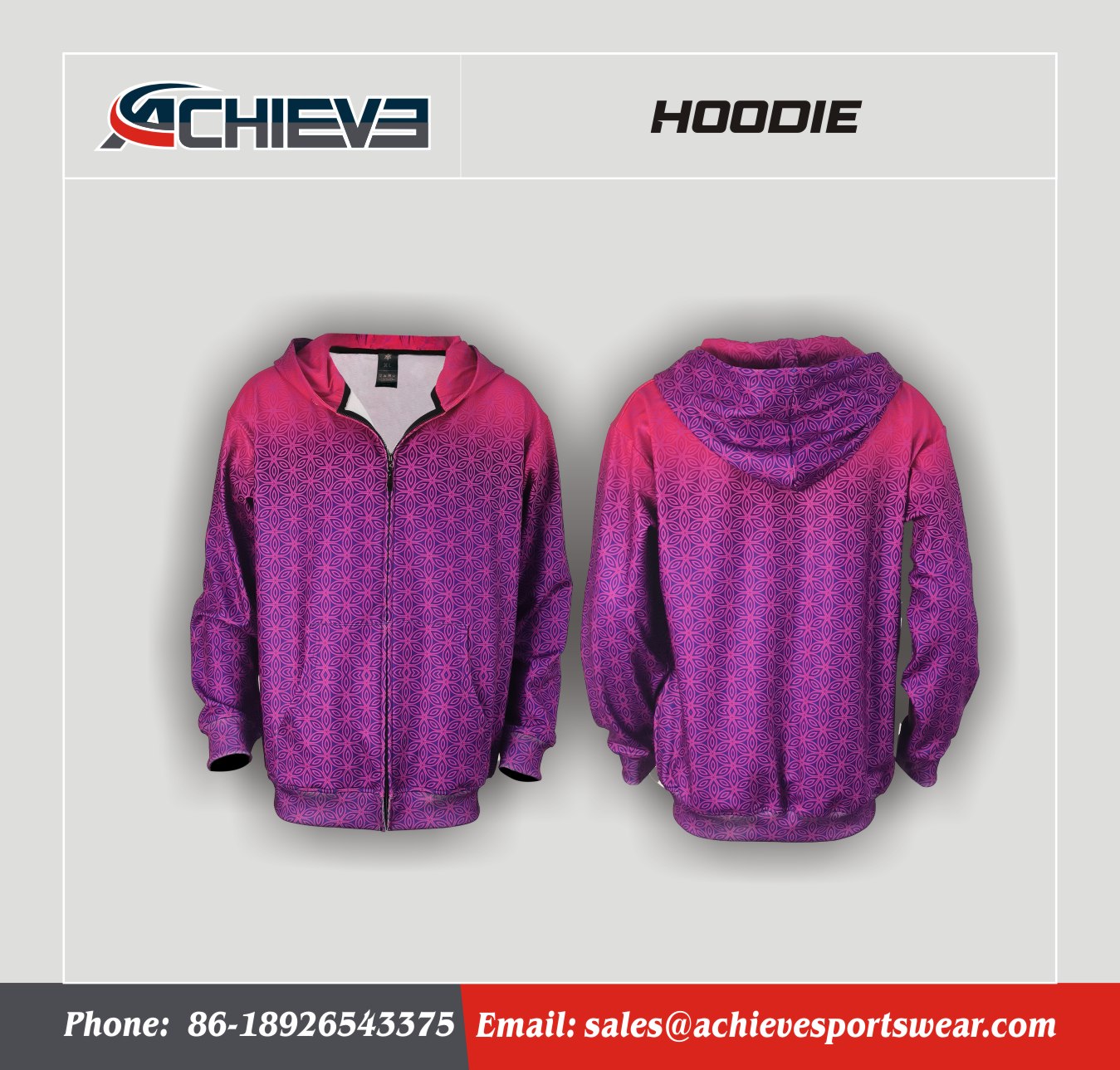 Bold Purple Pink Zip Up Hoodie –Psychedelic Pattern Hoodie