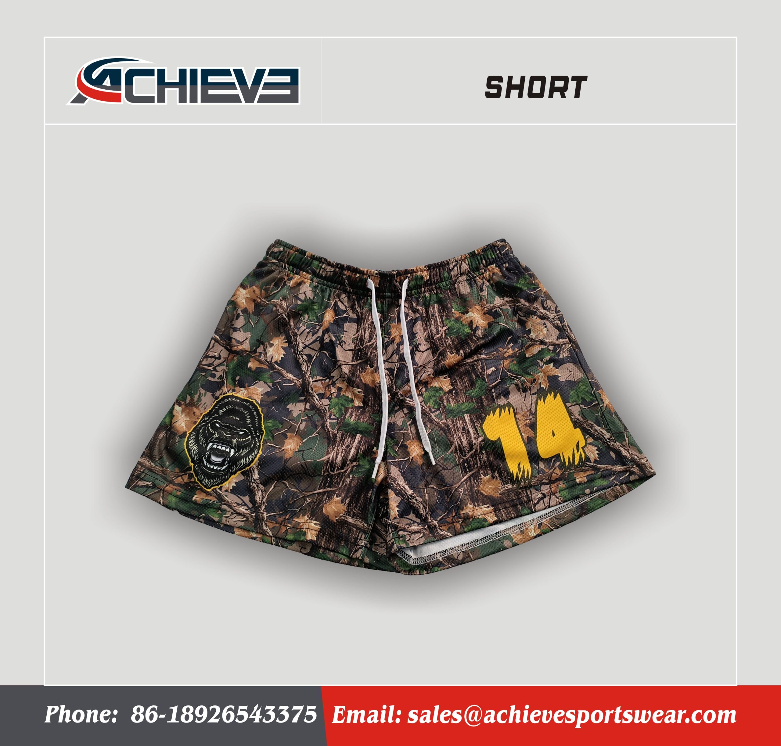 High Quality Design Your Own logo Polyester Custom  Sublimation Short