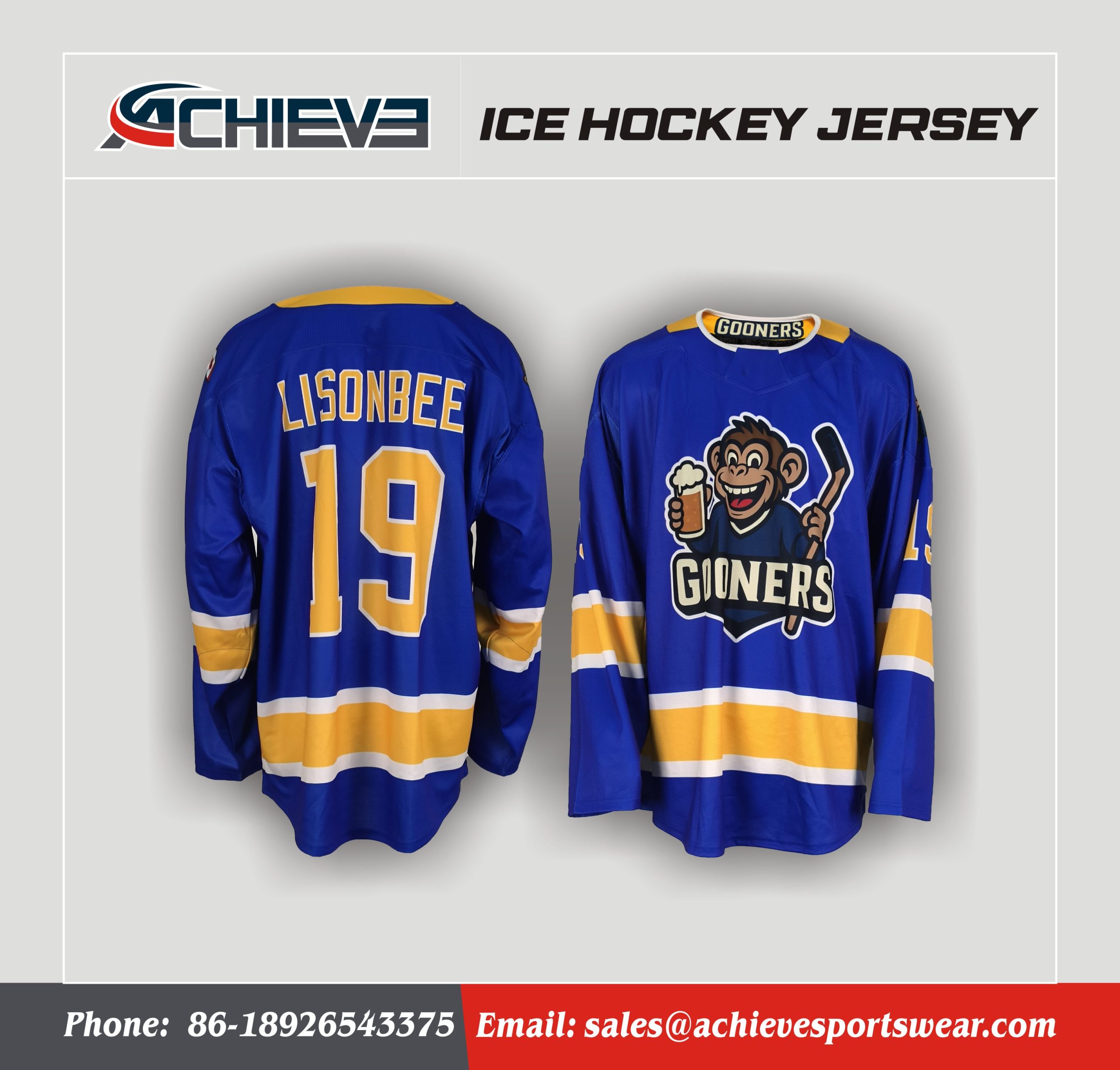 Wholesale Custom Ice Hockey Jerseys with Team Logo Design
