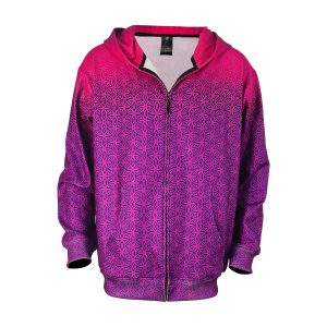 Bold Purple Pink Zip Up Hoodie –Psychedelic Pattern Hoodie -- front view