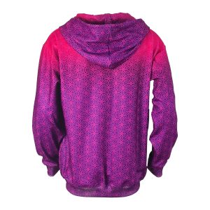 Bold Purple Pink Zip Up Hoodie –Psychedelic Pattern Hoodie --back view