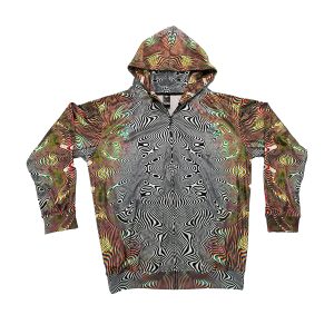 Optical Wave Pattern Zip Up Hoodie – Unique Casual Sport Wear----front
