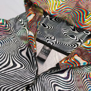 Optical Wave Pattern Zip Up Hoodie – Unique Casual Sport Wear----collar