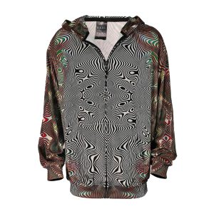 Optical Wave Pattern Zip Up Hoodie – Unique Casual Sport Wear----front view