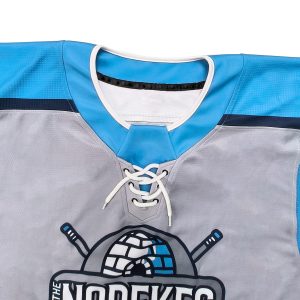 OEM Custom Logo Hockey Jerseys Sublimated Ice Hockey Uniforms-- collar detail view