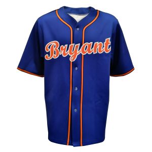 Custom Royal Blue Baseball Jersey with Orange Piping and Button Front