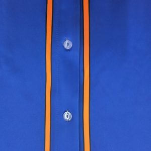 Custom Royal Blue Baseball Jersey with Orange Piping and Button Front