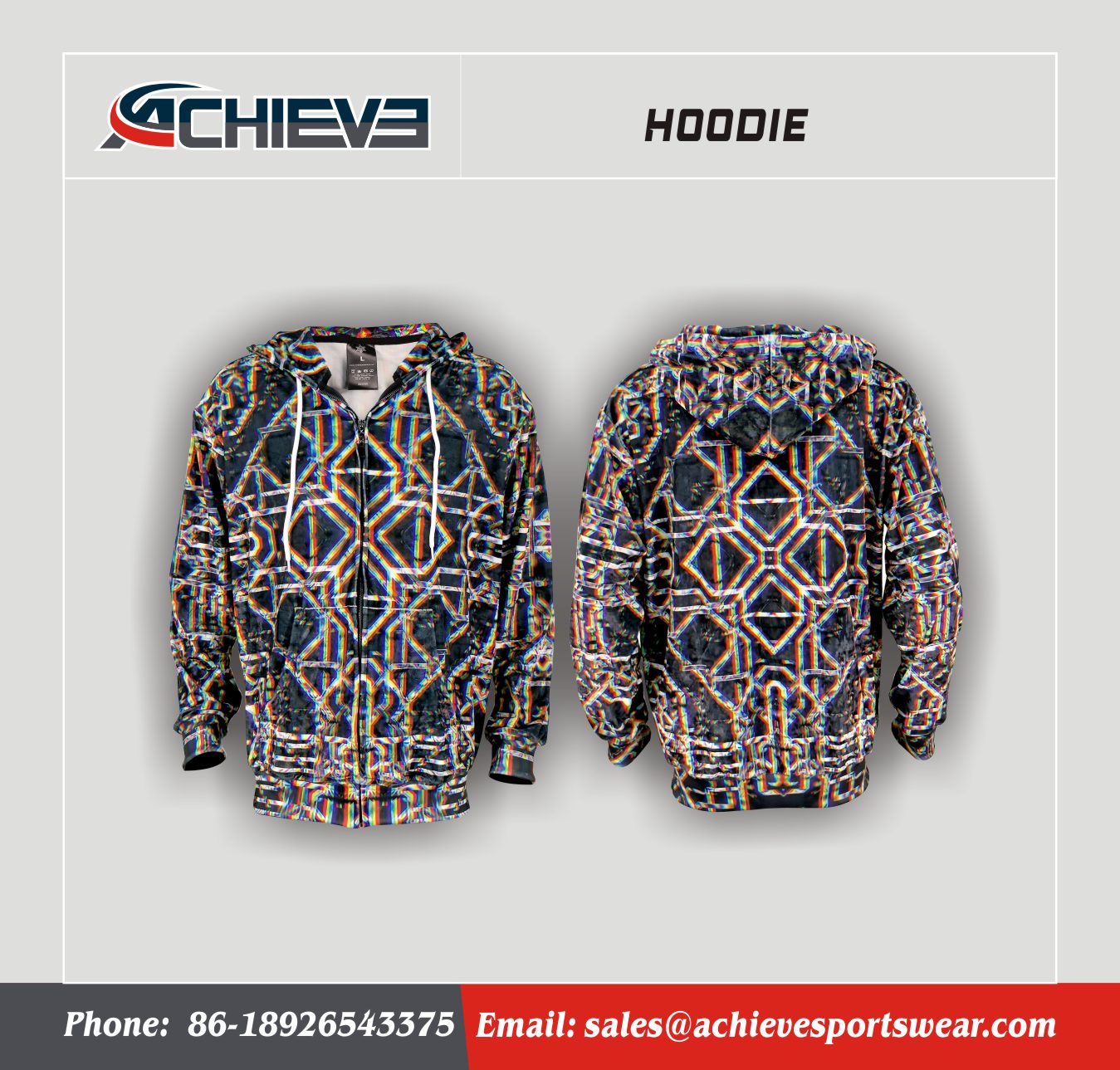 Wholesale High Quality Sublimated Zipper  Hoodie Custom Design