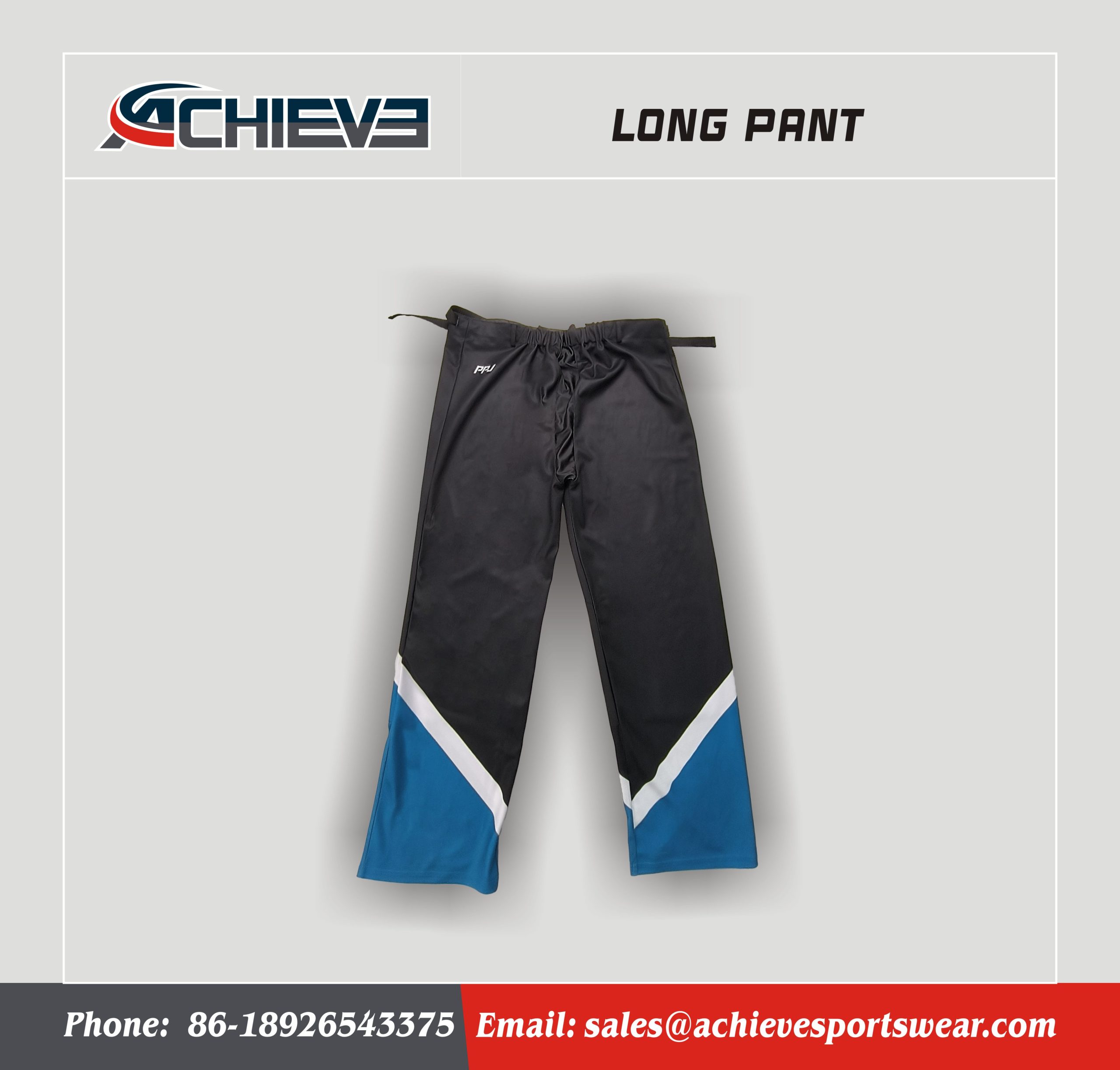Stylish Black  Blue Sublimation Custom Lacrosse Long Pants
