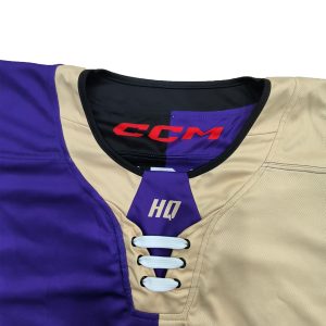 Sublimated Purple Hockey Jerseys Durable Team Uniforms Sublimated-collar view