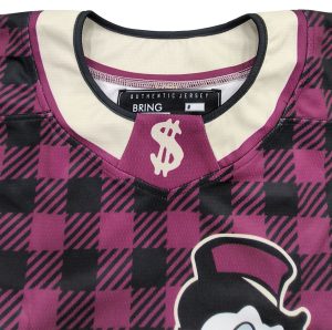 Top Quality Uniform Custom Red Plaid Hockey Jersey Team Training-collar view