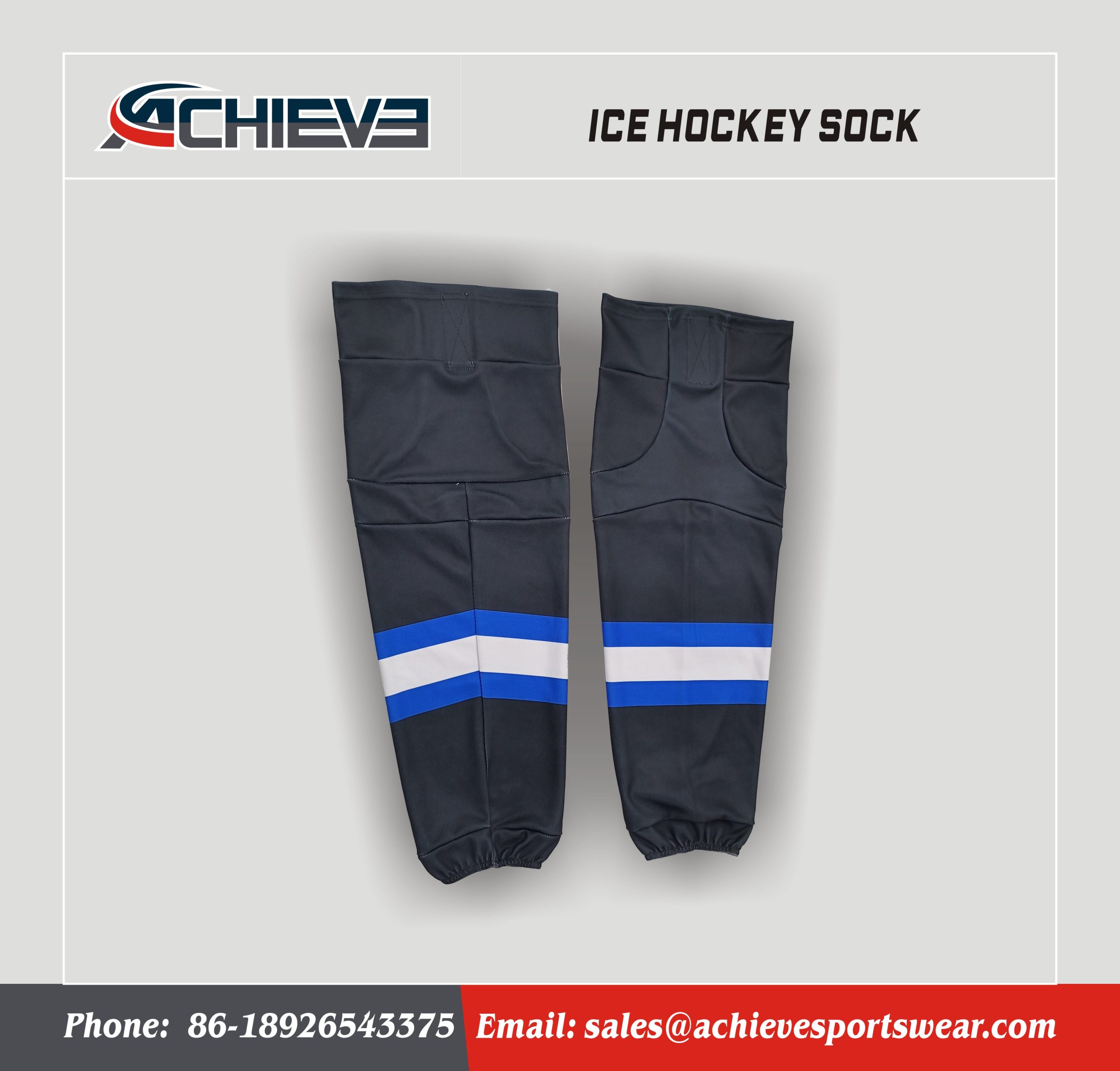 Sublimated High Quality Wholesale Sports Black Ice Hockey Socks