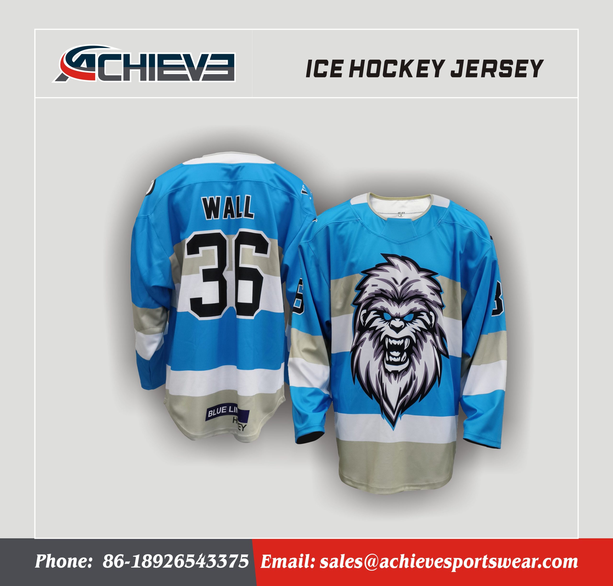 Factory Sublimation Ice Hockey Jerseys Lion Pattern Hockey Uniform
