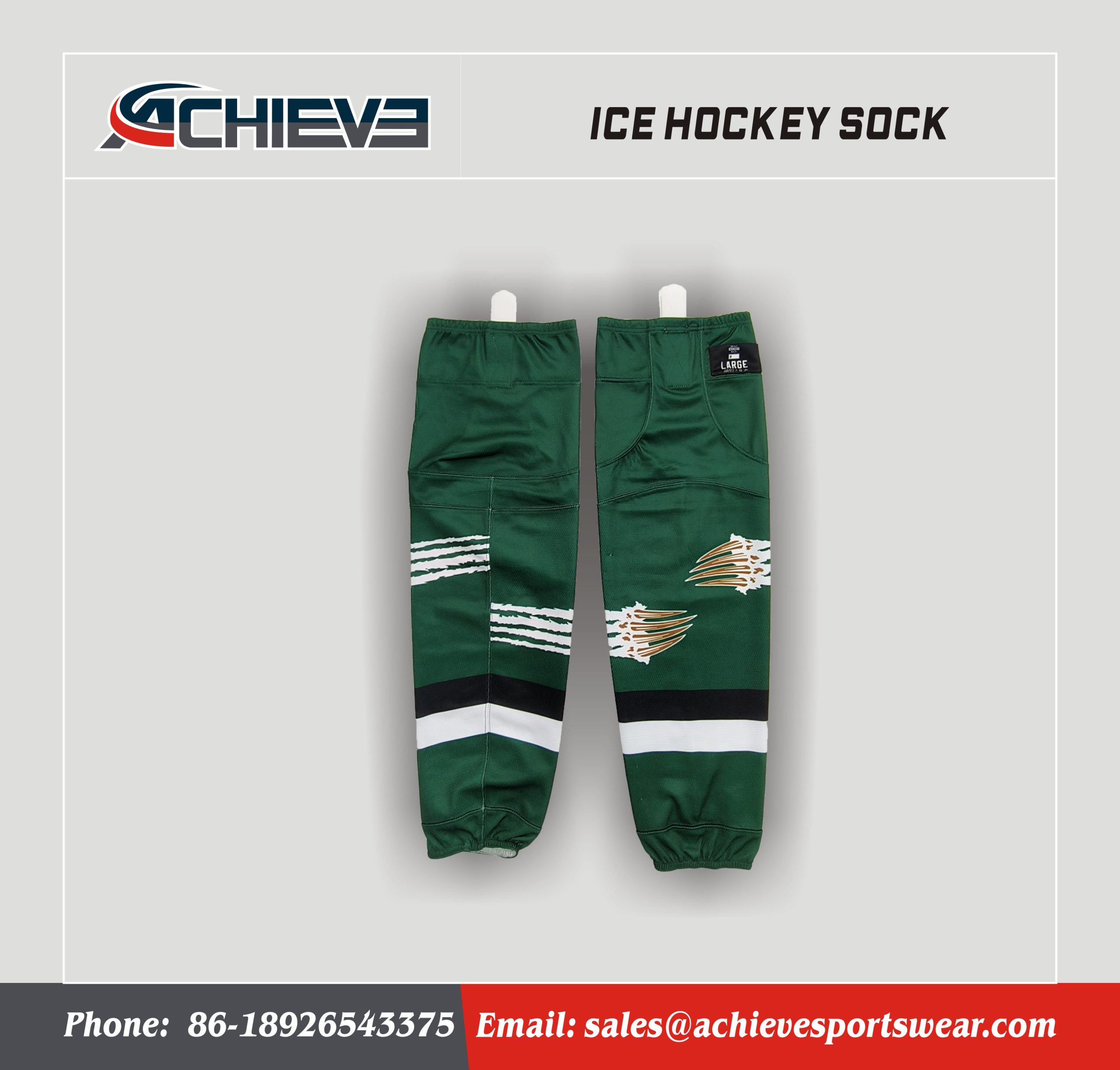 Professional Custom Team Training Uniform Green Hockey Socks