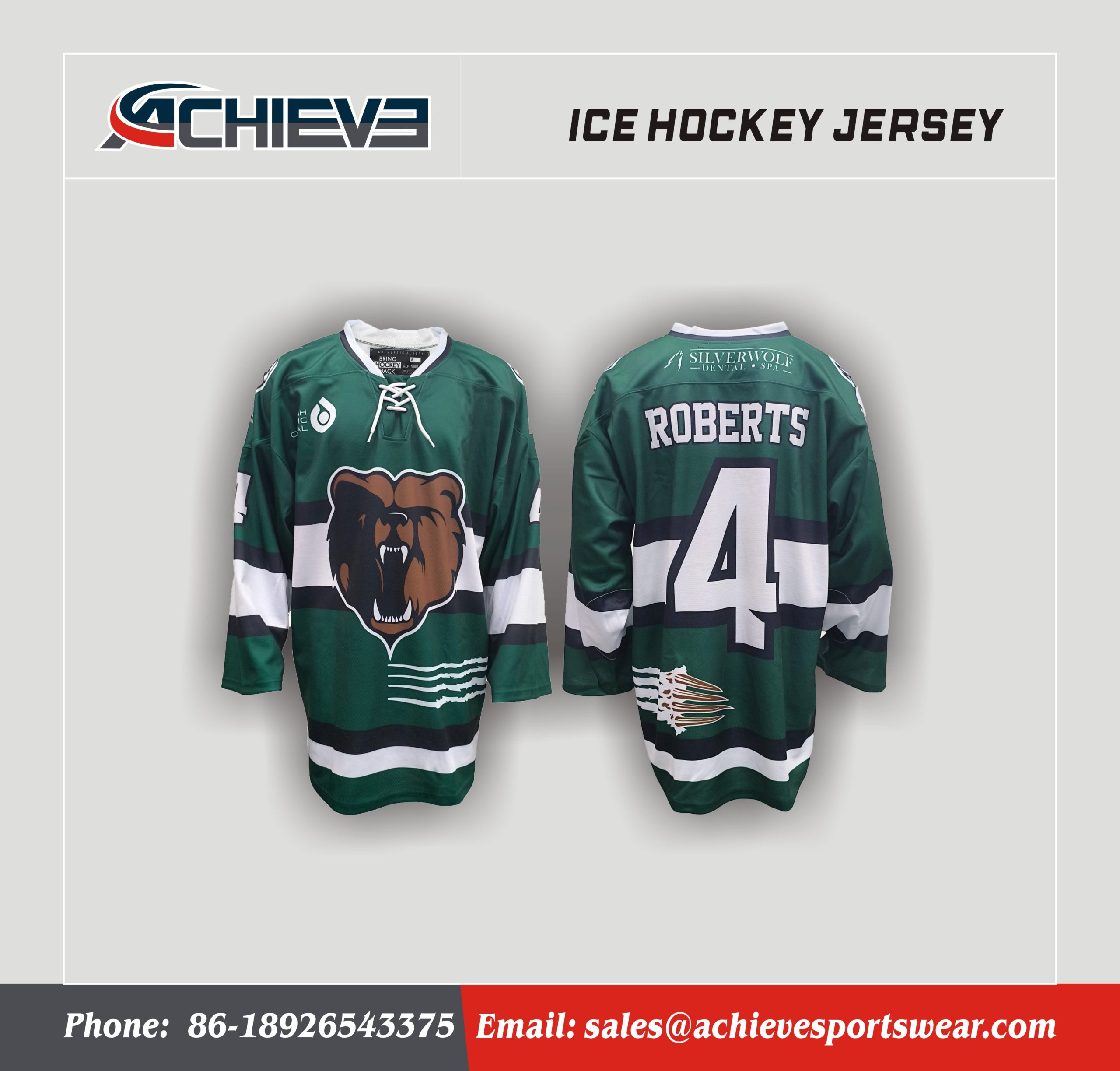 Top Quality Custom Premium Bear Pattern Ice Hockey Jersey