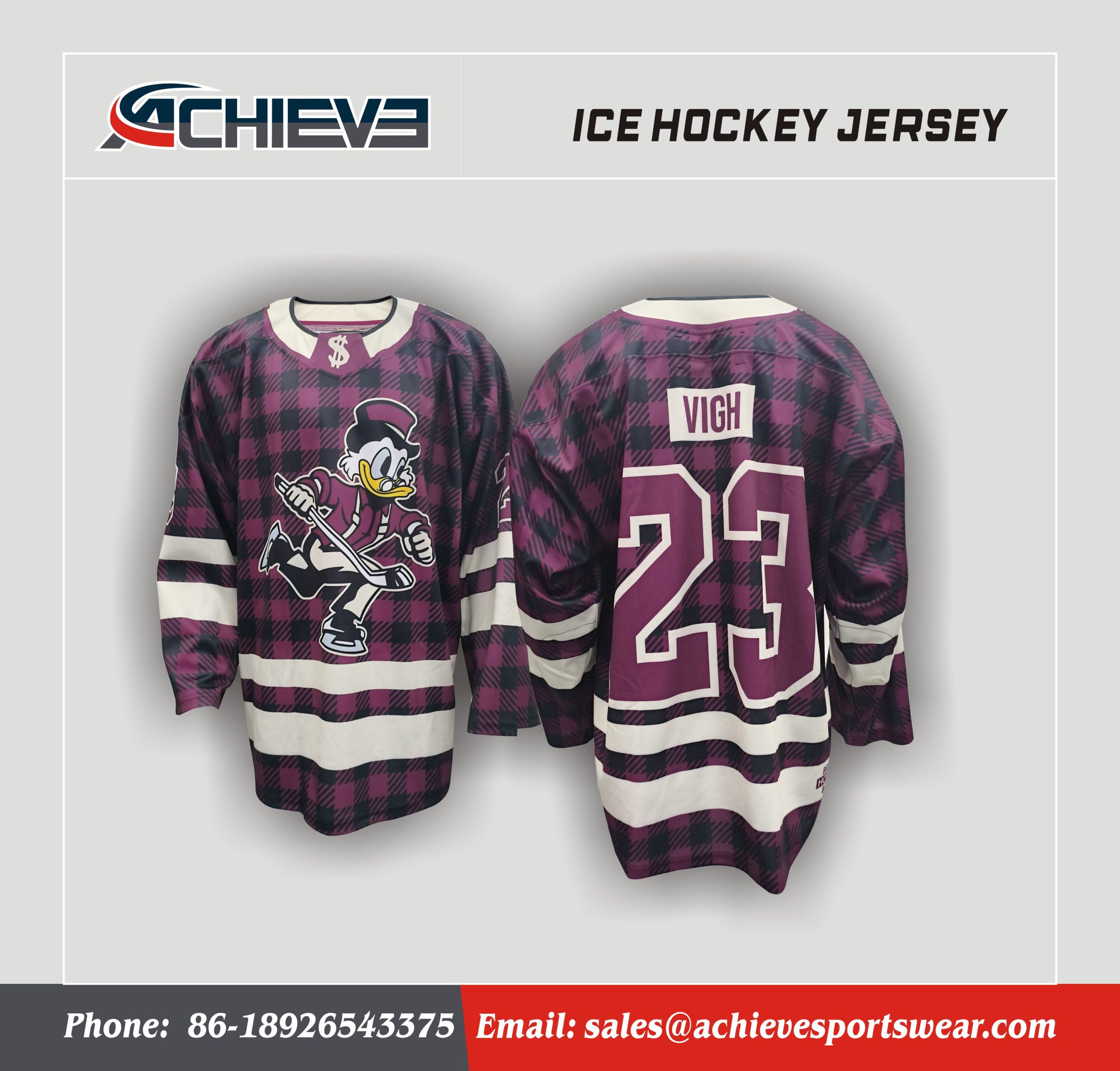 Top Quality Uniform Custom Red Plaid Hockey Jersey Team Training