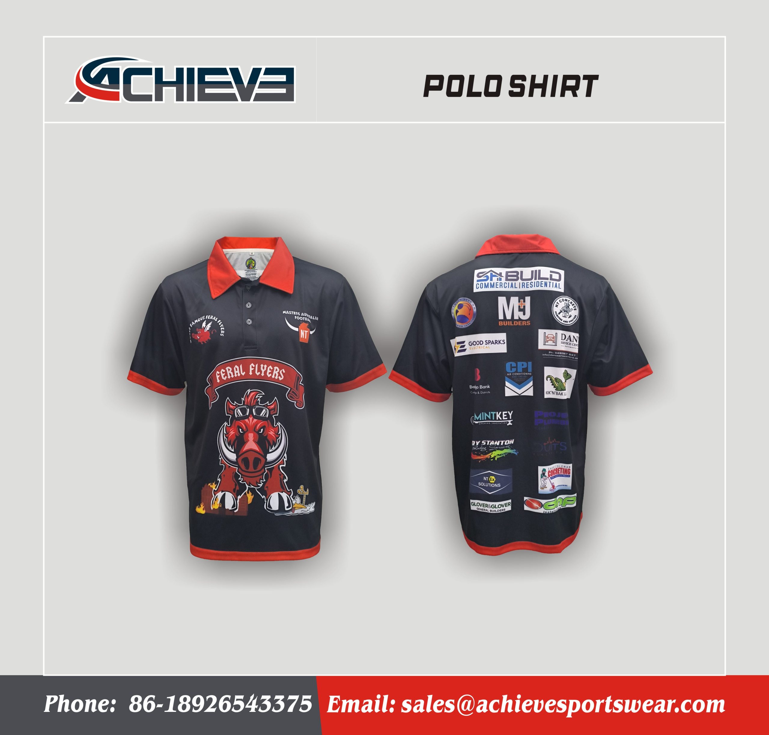 New Lapel Buttons Polo Shirt Custom Design Printing Wild Boar