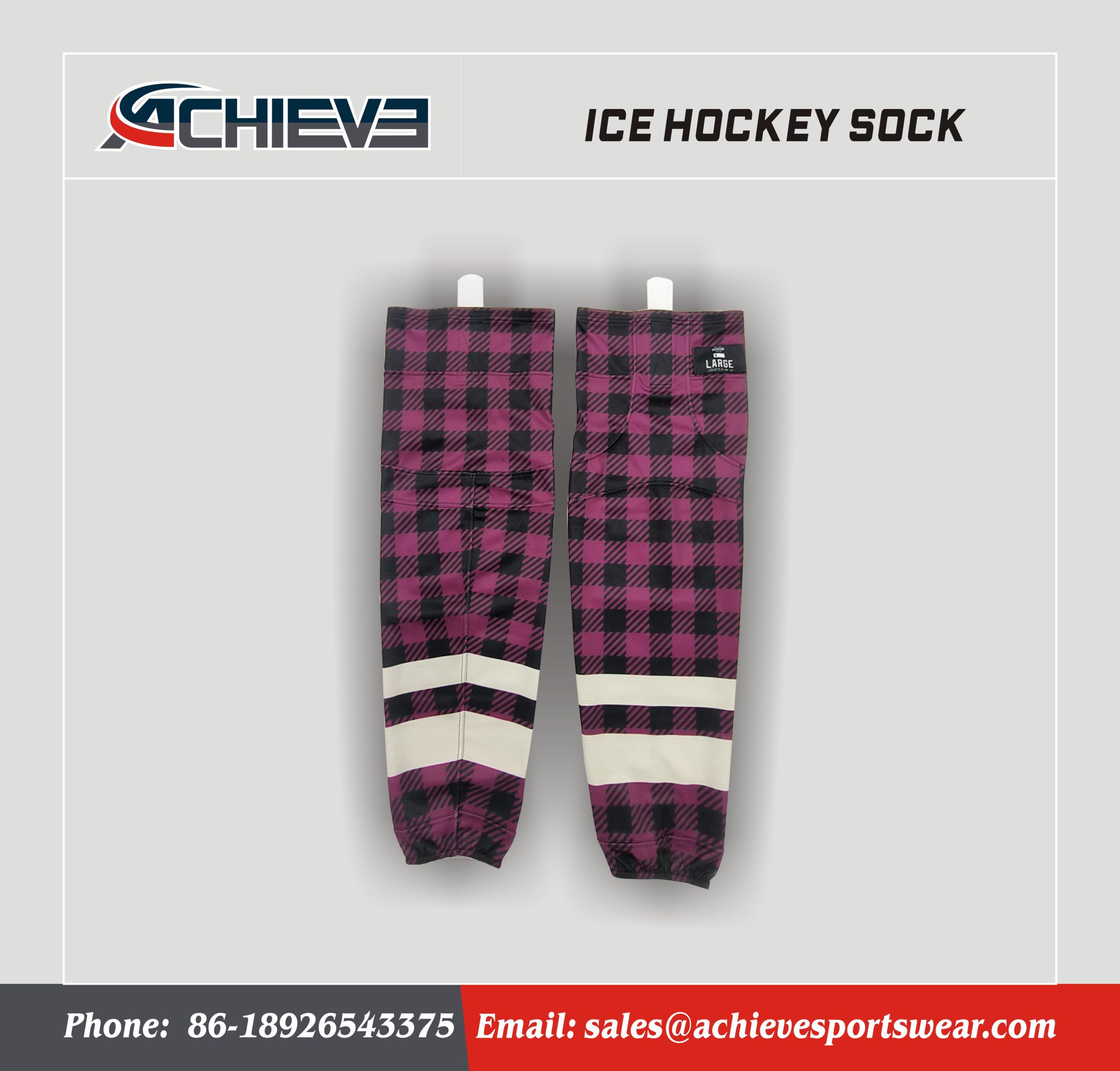 Wholesale Sublimation Hockey Sock 100% Polyester Custom  Colors  Style Ice Hockey Sock
