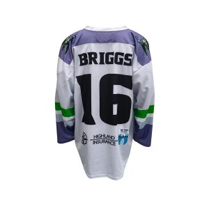 Custom Lace-Up Ice Hockey Jersey White Purple Green Team Hockey Uniform