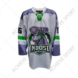 Custom Lace-Up Ice Hockey Jersey White Purple Green Team Hockey Uniform