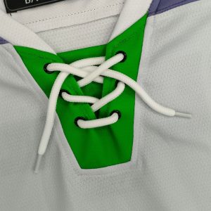 Custom Lace-Up Ice Hockey Jersey White Purple Green Team Hockey Uniform