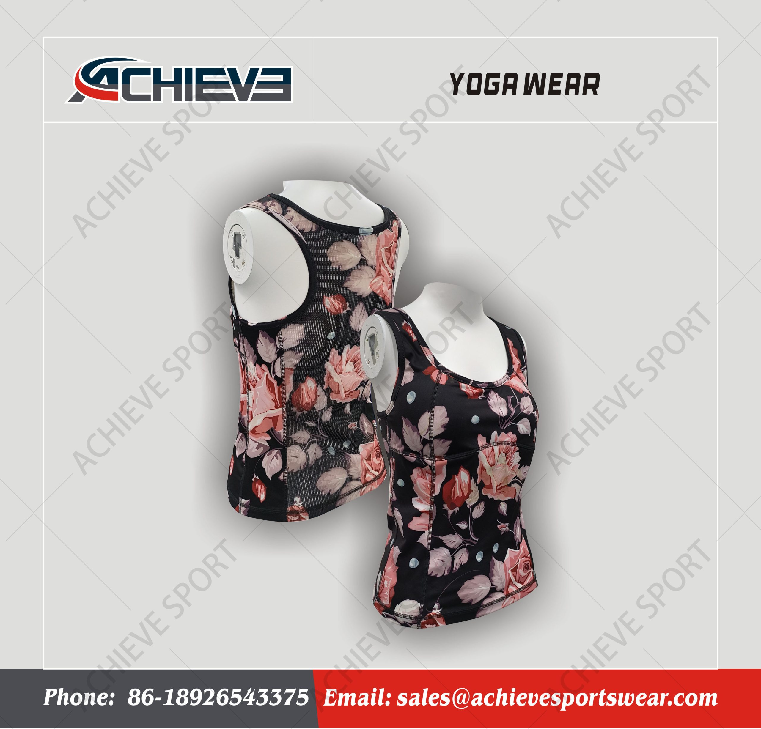 Custom Sublimation Yoga Tank Top for Women – Floral Print Activewear